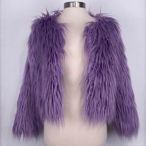 Swiftie Lavender Haze Faux Fur Jacket Sz M Concert Festival Mongolian Statement